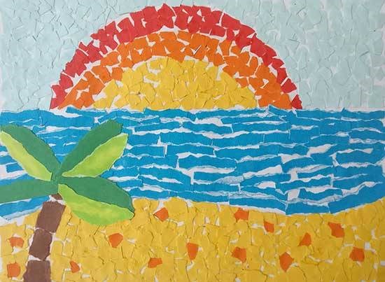 The Sunset at the Beach, painting by Agastya Pahwa
