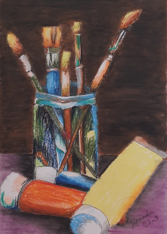 An artist's table, painting by Jnanada Bhat