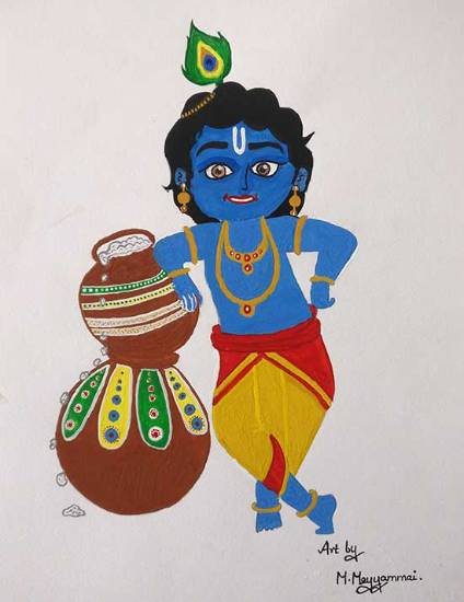 Painting  by Meyyammai  - Our Little Krishna