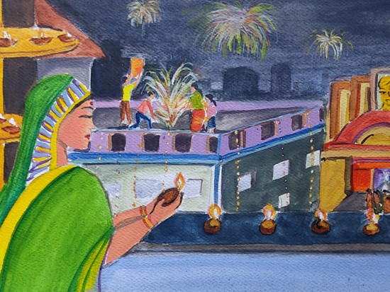Diwali, painting by Souhardya Talukdar