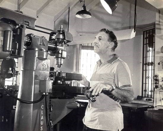 JRD TATA, 1972 working on his personal lathe machine at his residence 'The Cairn' on Altamount Road, Bombay, photograph by Prem Vaidya