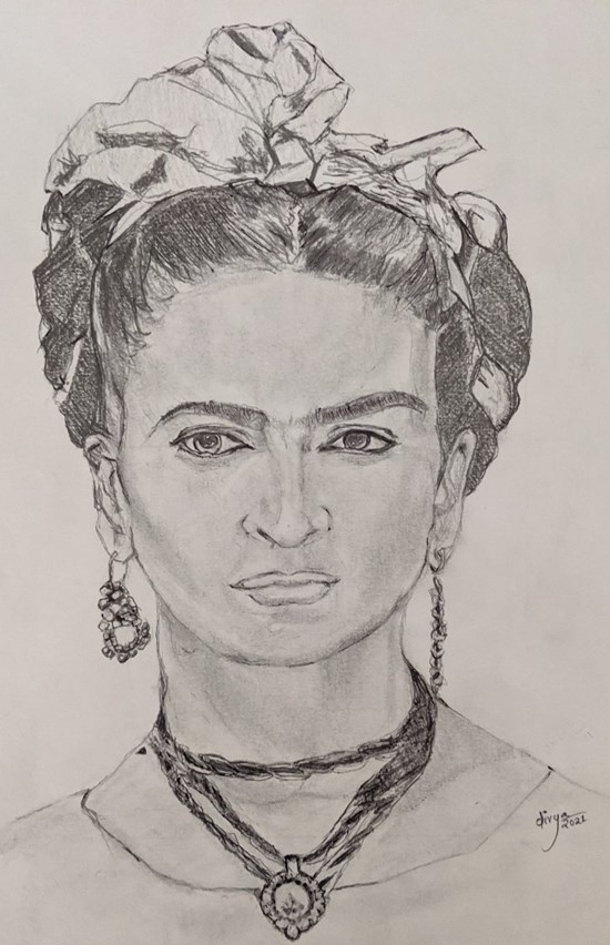 Frida Kahlo, painting by Divya Bhagwat
