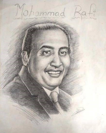 Portrait of Mohammed Rafi, painting by Prasad Bhawar