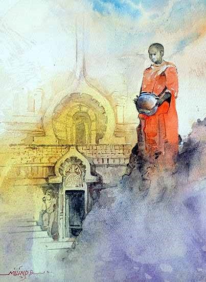 Buddha's Way - 1, painting by Milind  Bhanji