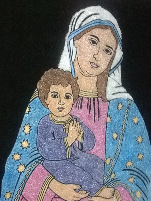 Painting  by Divya Joseph - Mary and infant jesus