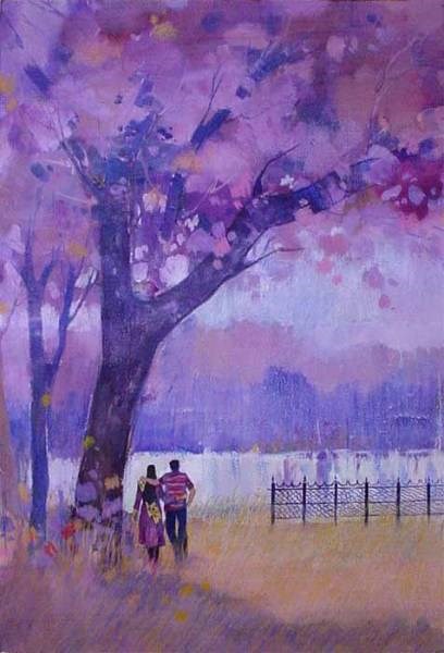 Landscape, painting by Anwar Husain