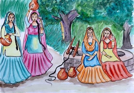 Old Punjabi Tradition, painting by Richa Kumari