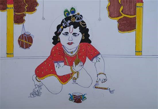 Bal Krishna, painting by Kajal Rathad