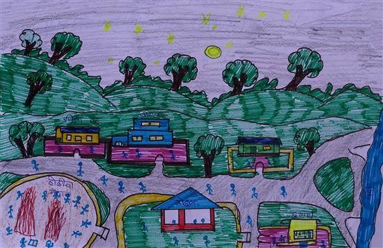 Picture of my village, painting by Sunil Podali