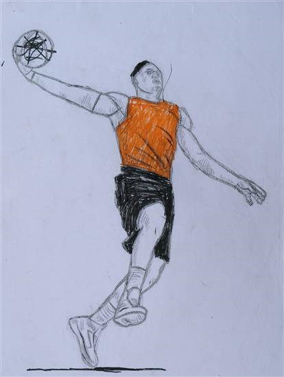 Basketball player, painting by Om Gavad