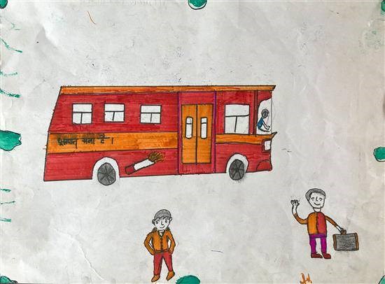 Public transport - Bus, painting by Banti Pawara