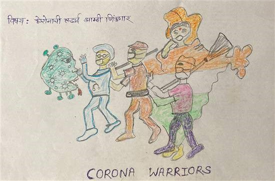 Corona Warriors, painting by Poonam Varkhade