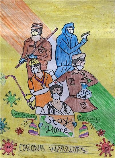 Corona Warriors, painting by Arun Bhoye