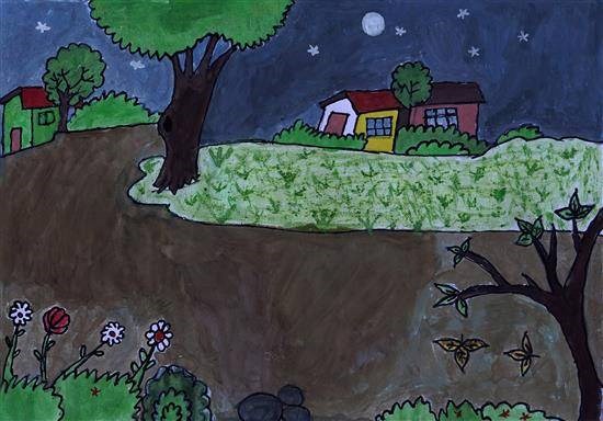 Full Moon night, painting by Tanu Gajabhe
