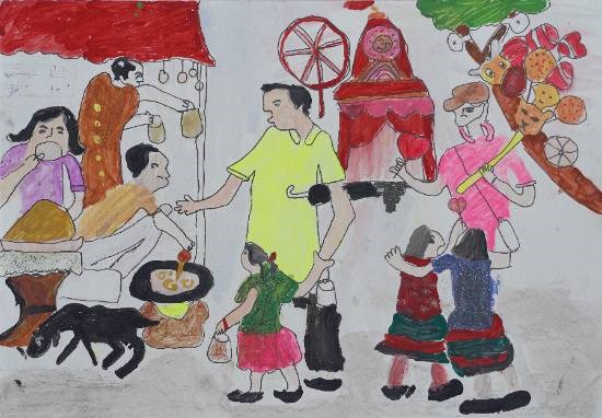 Children's joy, painting by Hanuman Kale