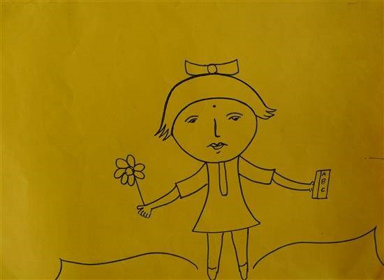 A little girl, painting by Dipak Atram
