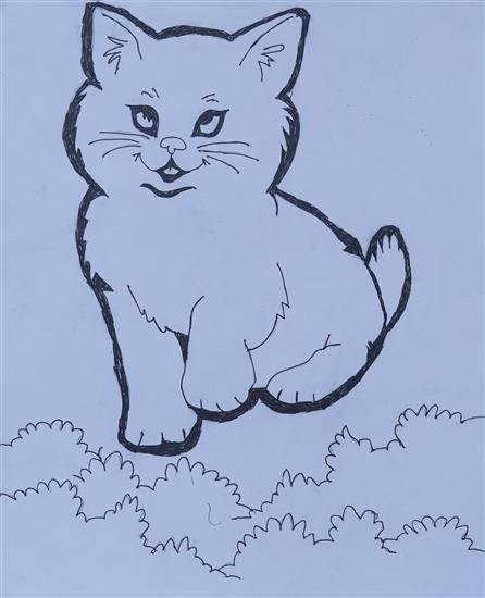 A cute Cat, painting by Apurva Kumare