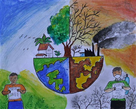 Painting  by Sakshi Marbate - Save tree, save Oxygen