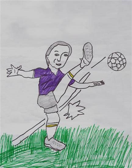 A foot ball lover, painting by Ankesh Podadi