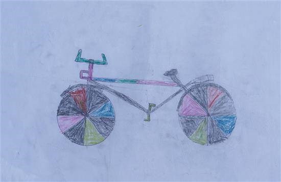 Colorful Bicycle, painting by Rahul Sayakala