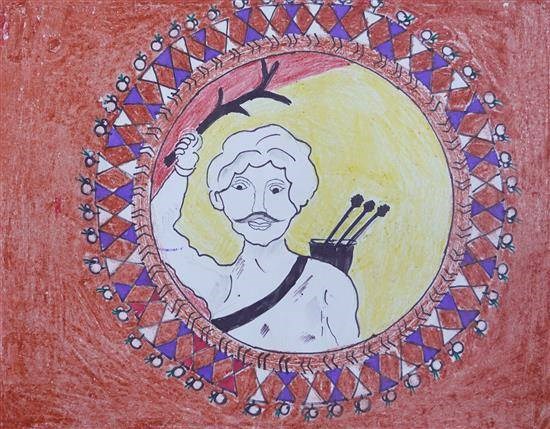 A adivasi revolutionary, painting by Renuka Chaudhari