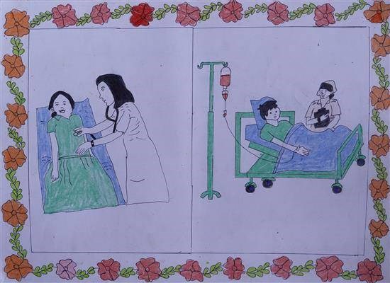 Treatment on patients, painting by Neha Jamunkar