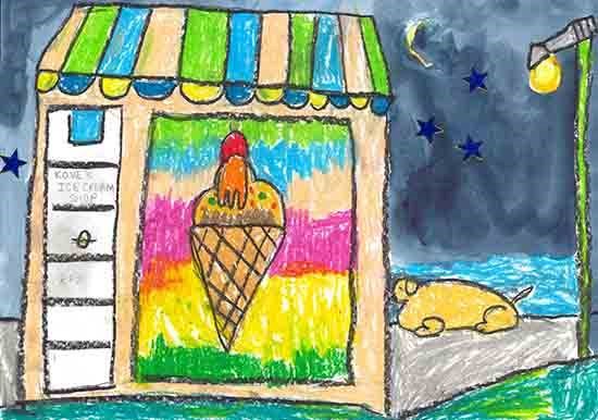 Ice-cream shop, painting by Kovendhan V A