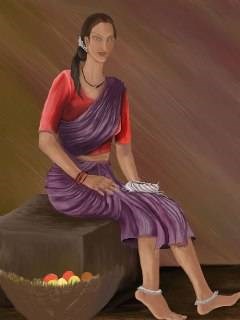 Sitting Woman, painting by Gagandeep Kaur