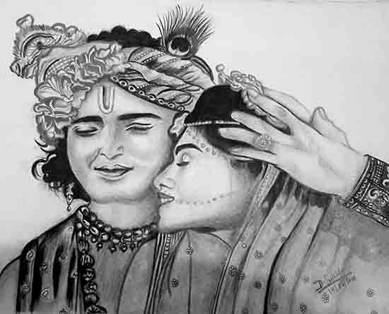 Krishna and Radhe, painting by Srinidy D