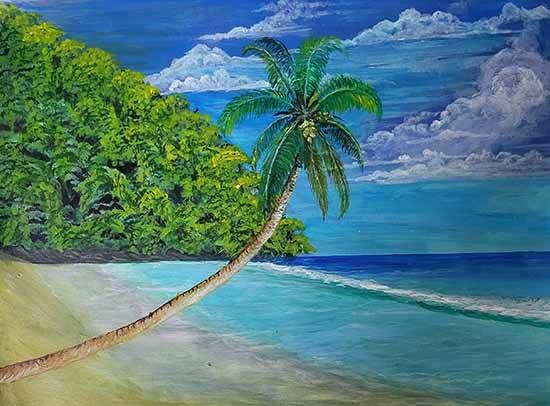 Coconut Tree, painting by Rajat Kumar Das