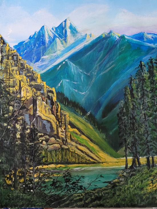 Valley at sight, painting by Rajat Kumar Das