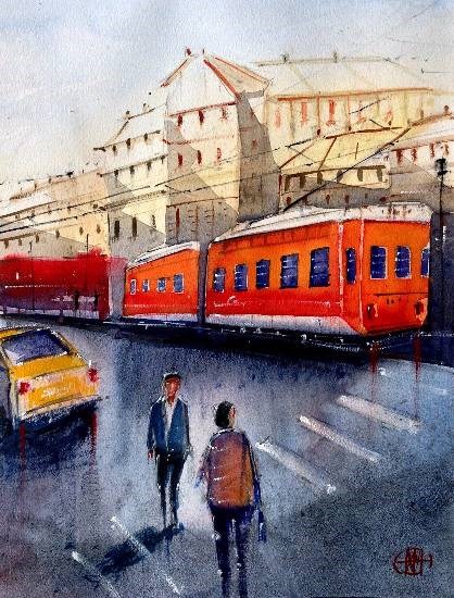 CityScape - XXXII, painting by Ivan Gomes