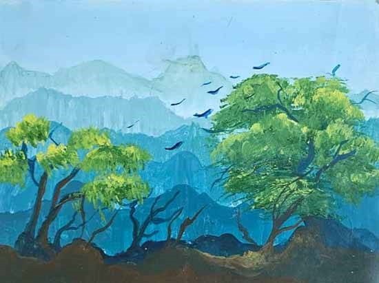 Depths of forests, painting by Ameya Karan