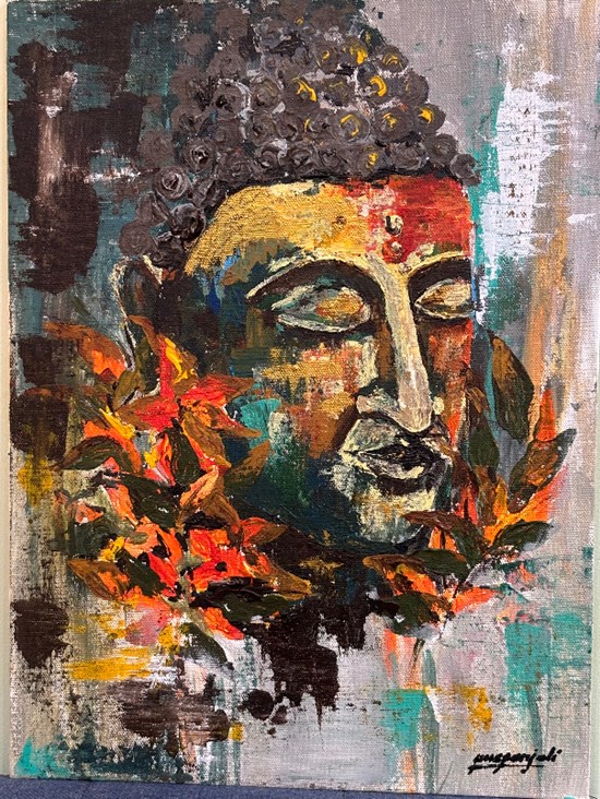 The Divine Buddha, painting by Puspanjali Sharma