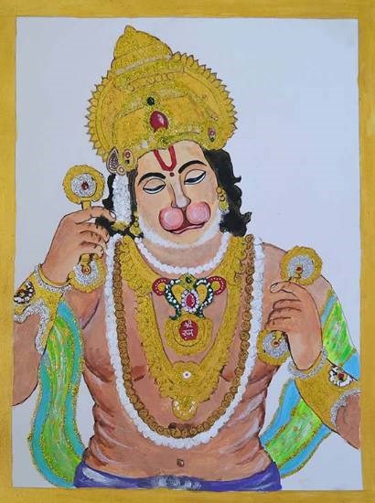 Shri Hanuman, painting by Chaitali Mirajkar