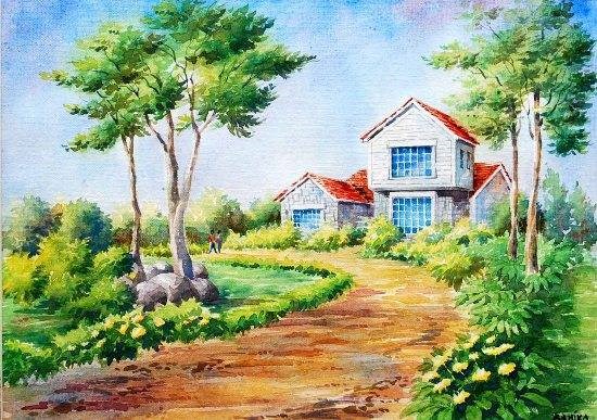 Dreamhouse Uphill, painting by Sanika Dhanorkar