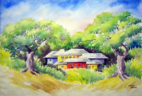 Treeframe Vista, painting by Sanika Dhanorkar
