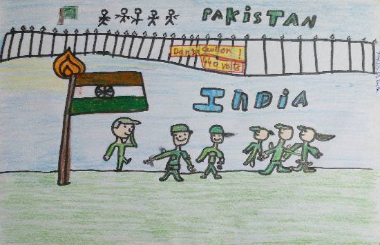 Painting  by Param Aanup Shorewala - India vs Pakistan