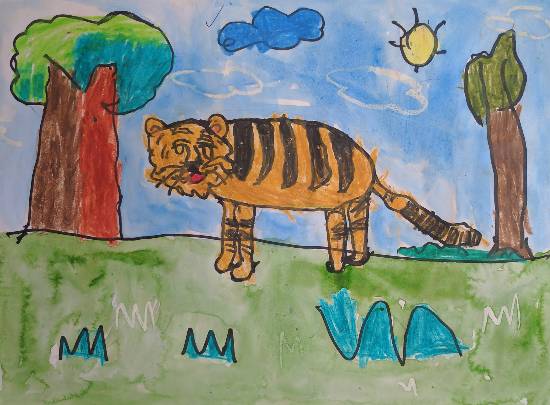 Painting  by Mayraa Nemish Kothari - Tiger