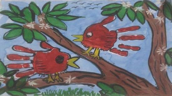 Munching bird, painting by Utkkarsh Darshan Mehta