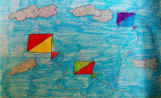 Painting  by Kanishka Kiran Tambe - Kites in sky