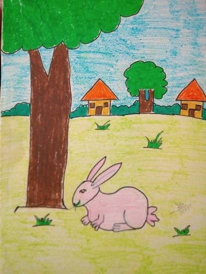 Rabbit, painting by Kanishka Kiran Tambe