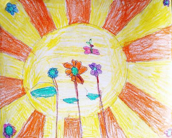 Painting  by Chinmayee Anand Naravane - Sun and Flowers