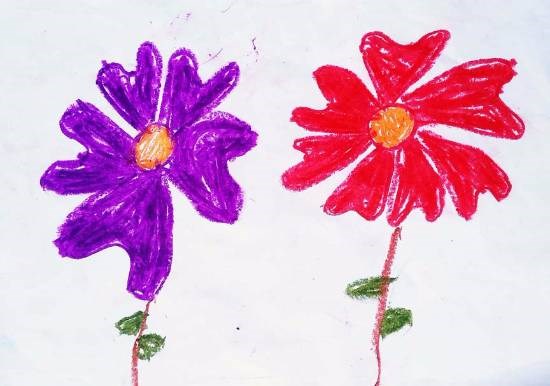 Two flowers, painting by Chinmayee Anand Naravane