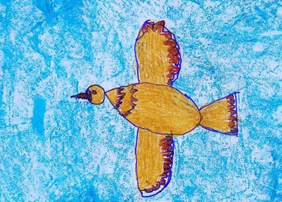Flying bird, painting by Chinmayee Anand Naravane