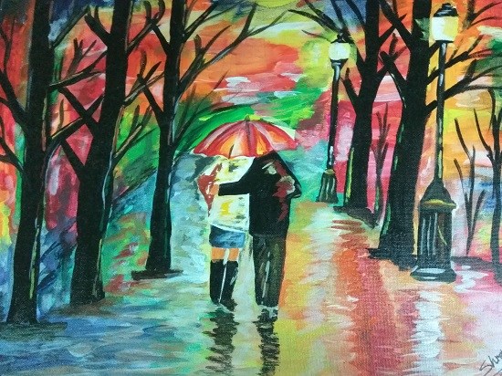 Rain, painting by Shrey Setu Jogani