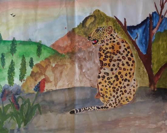 Leopard, painting by Tanay Nikheel Kelkar