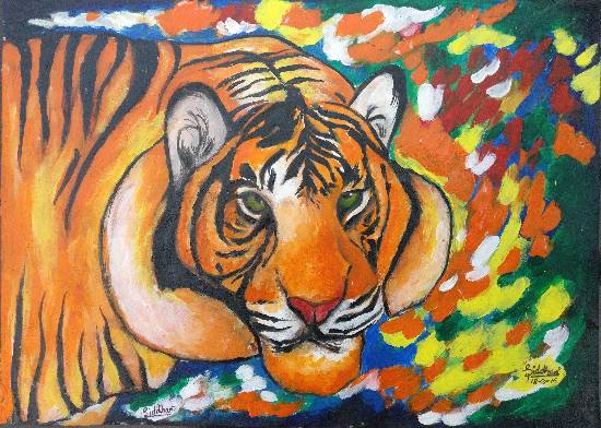 Painting  by Siddhanth Mukul Saha - Tiger - Proud of India