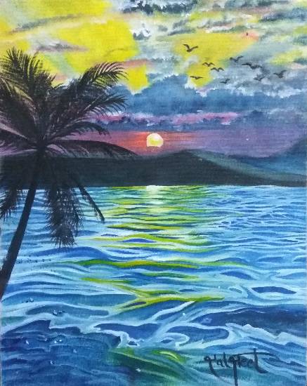 Painting  by Daljeet Kaur - Sunset