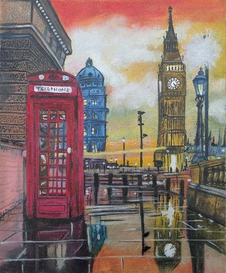 A dream to london, painting by Daljeet Kaur